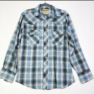Wrangler Pearl Snap Western Long Sleeve, Medium